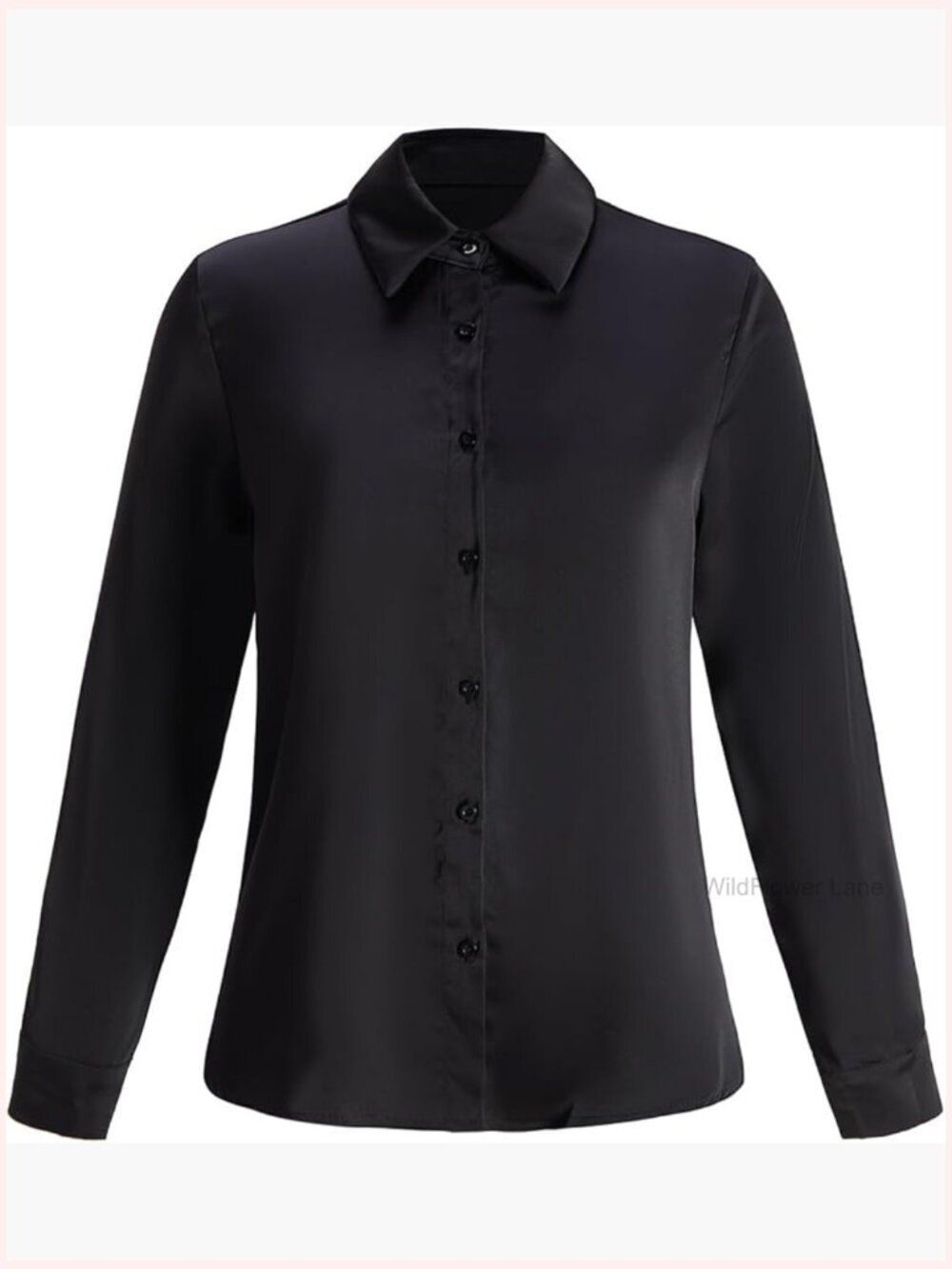 Elegant Long Sleeve Satin Button Down Blouse Business Casual Silk Evening Top